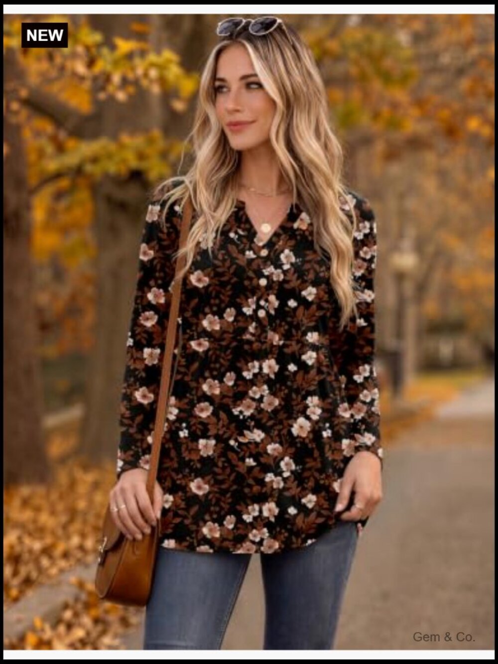 Long Sleeve Henley V Neck Blouse Business Casual Loose Fit Tunic Top - Picture 3 of 7